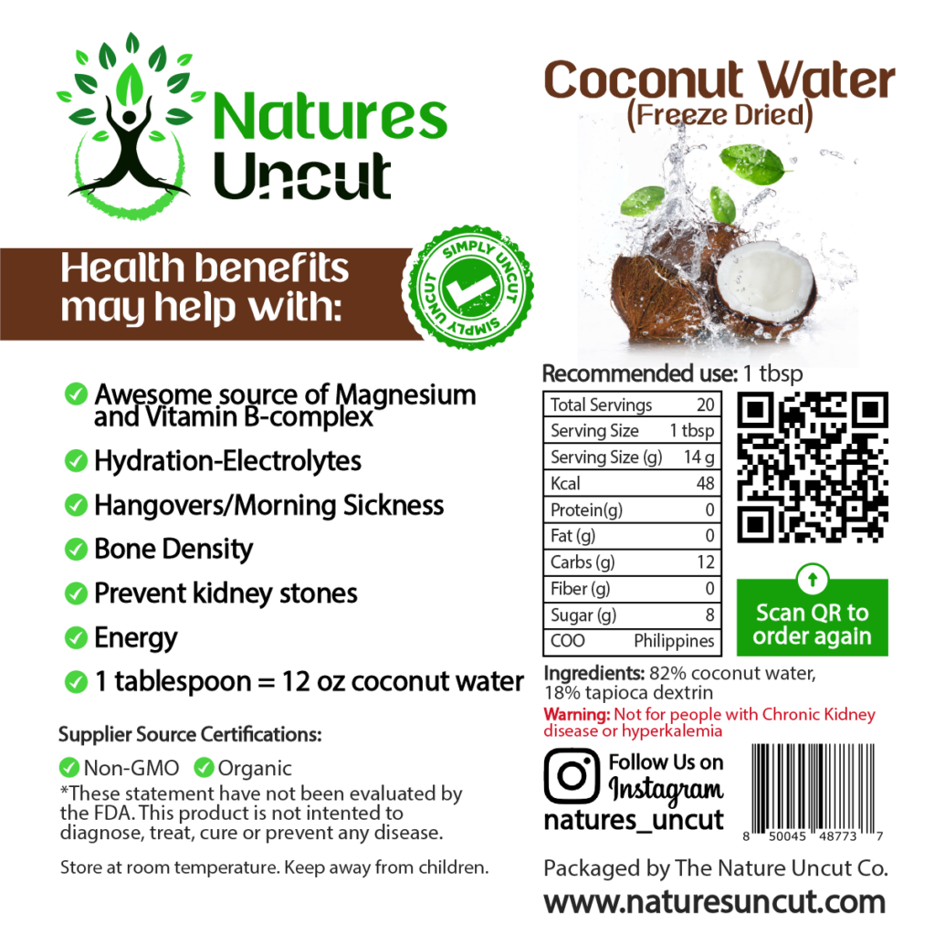 Coconut Water Powder (Freeze Dried) 8 oz – naturesuncut.com